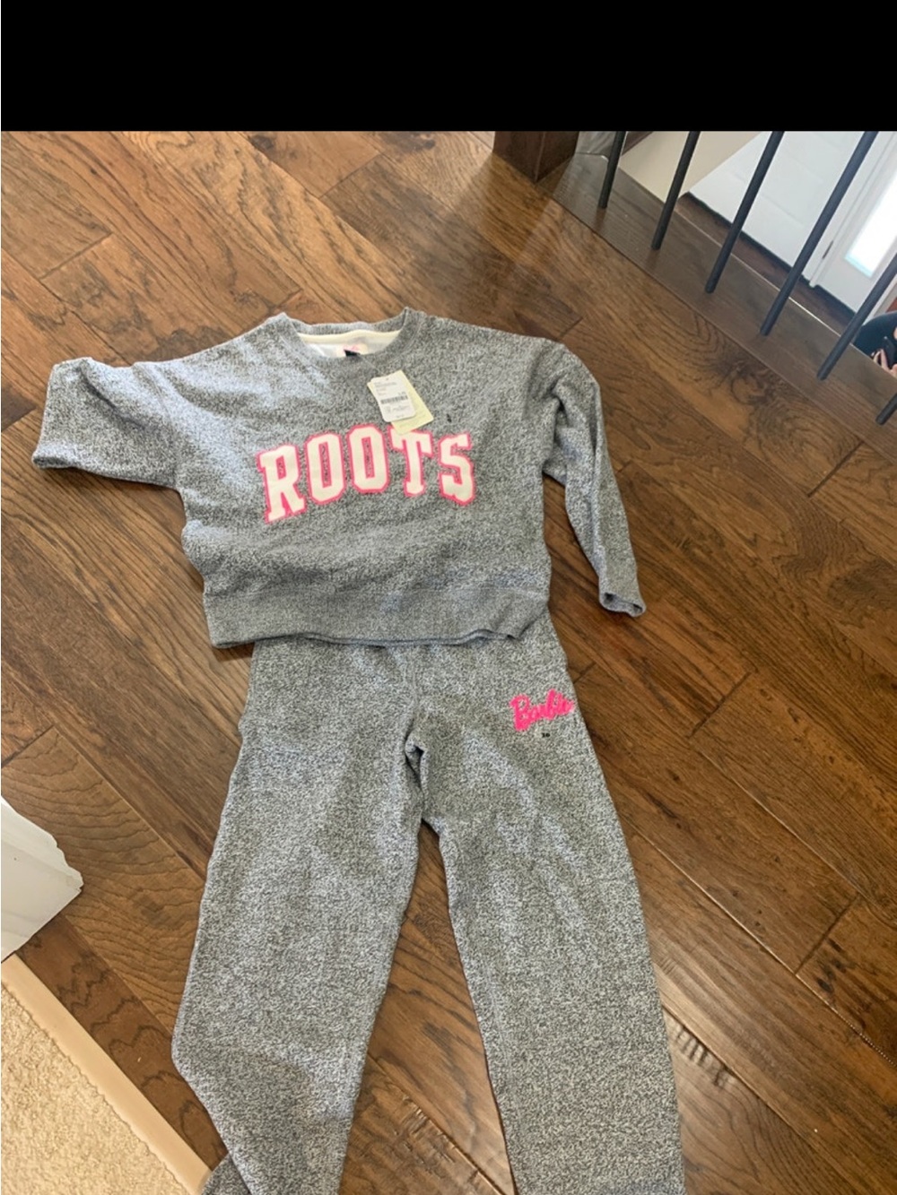 Barbie Roots Salt & Pepper Grey Sweatshirt with Pink Accent
